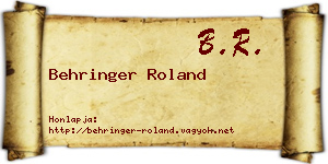 Behringer Roland névjegykártya